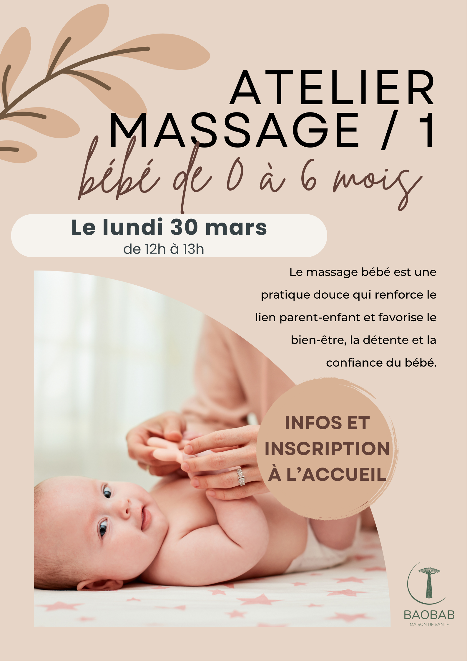 👶💆♀️ Atelier Massage Bébé (0 à 6 mois) 💆♂️👶